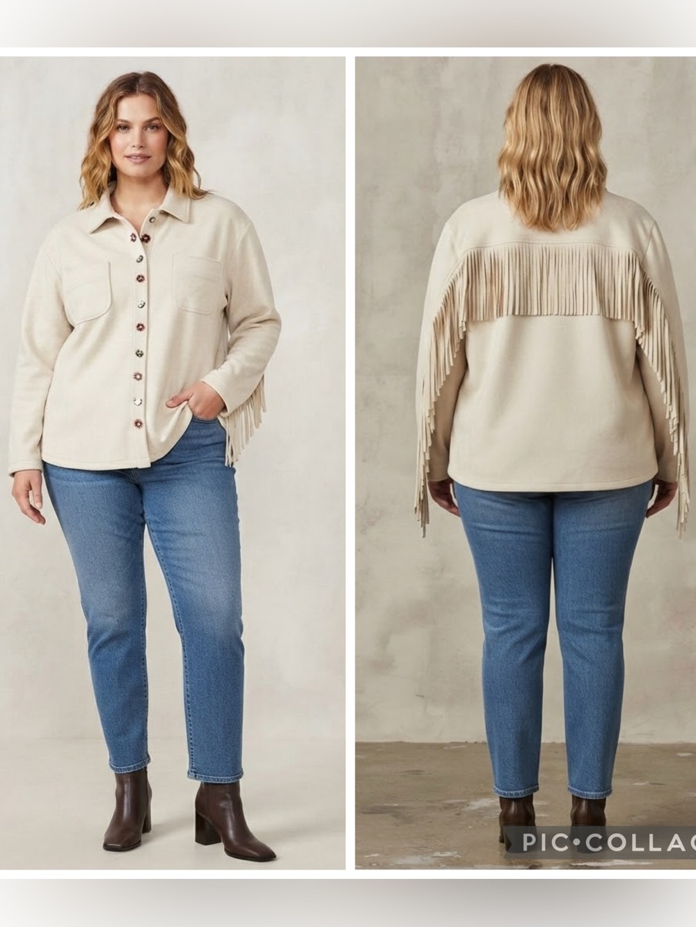 Alice Blue Cream Button-Up Jacket with Embroidered Details